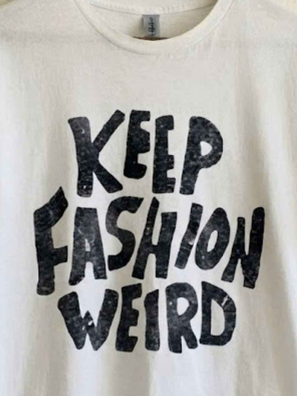 Gildan White Tee with Black 'Keep Fashion Weird' Graphic | Unisex Shirt - Picture 2 of 2